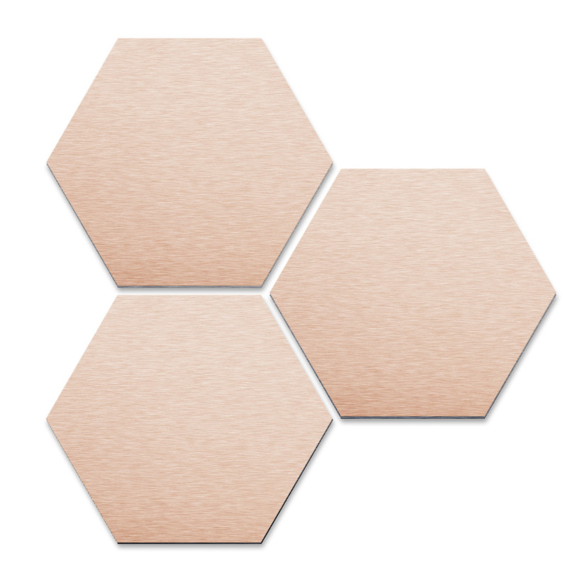 Hexagone - Alu-Dibond-Effet cuivré (Set de 3)