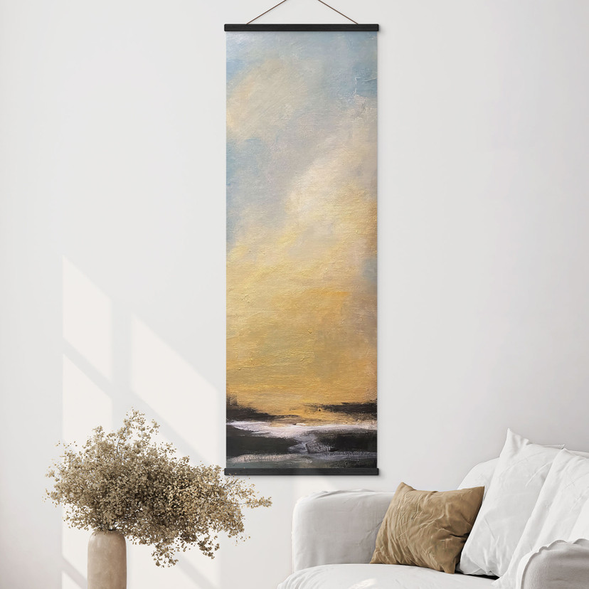 Textielposter Gouden licht aan de avondhemel - Bergius - Panorama