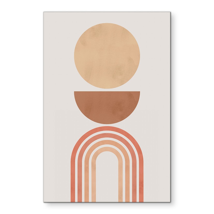 Wandbild Abstrakte Balance - Retro Bögen und Kreise - Costa - Alu-Dibond