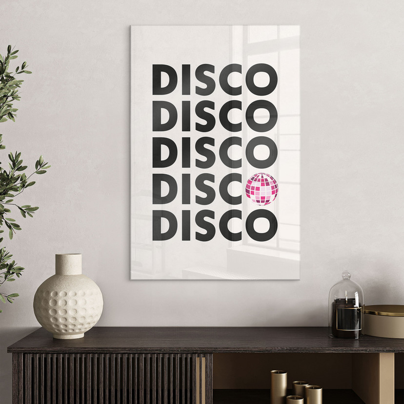 Tableau en verre acrylique Retro Disco Vibes Typographie - Kerr-Dineen