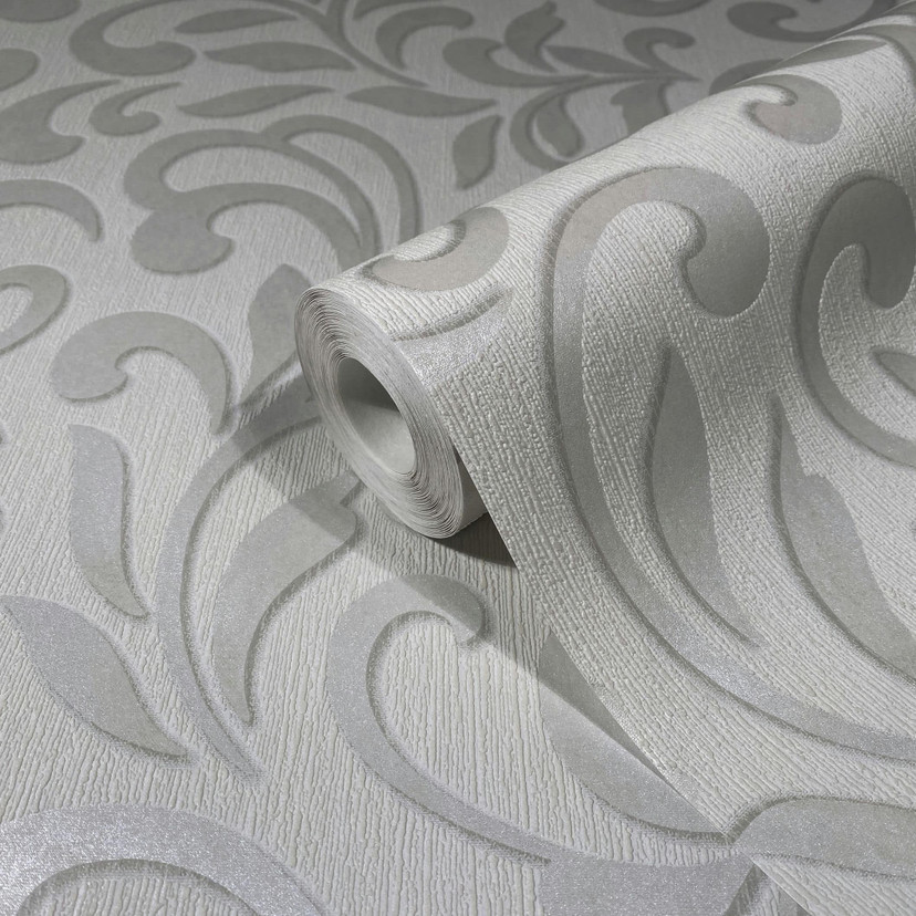 Grafisk tapet, non-woven Novamur Jackie grå, perlemor