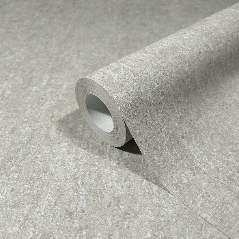 Papier peint intissé à structure légère mate gris aspect béton
