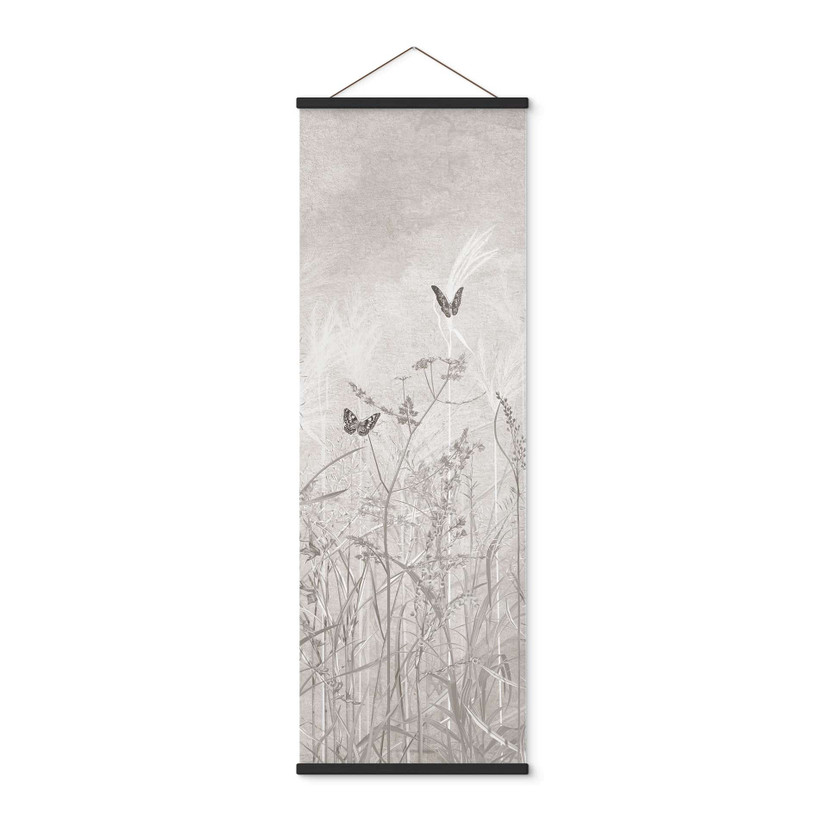 Textielposter wilde bloemenweide met vlinders in Scandinavisch design - Ms Tiff - Panorama