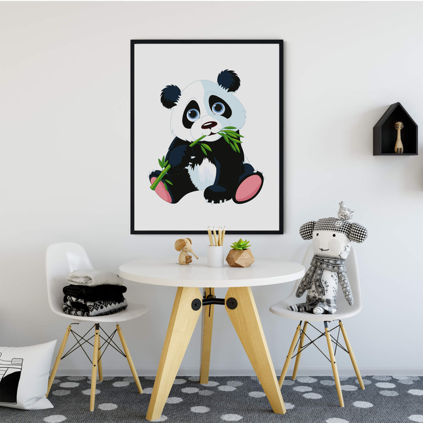 Plakat z podjadającą pandą