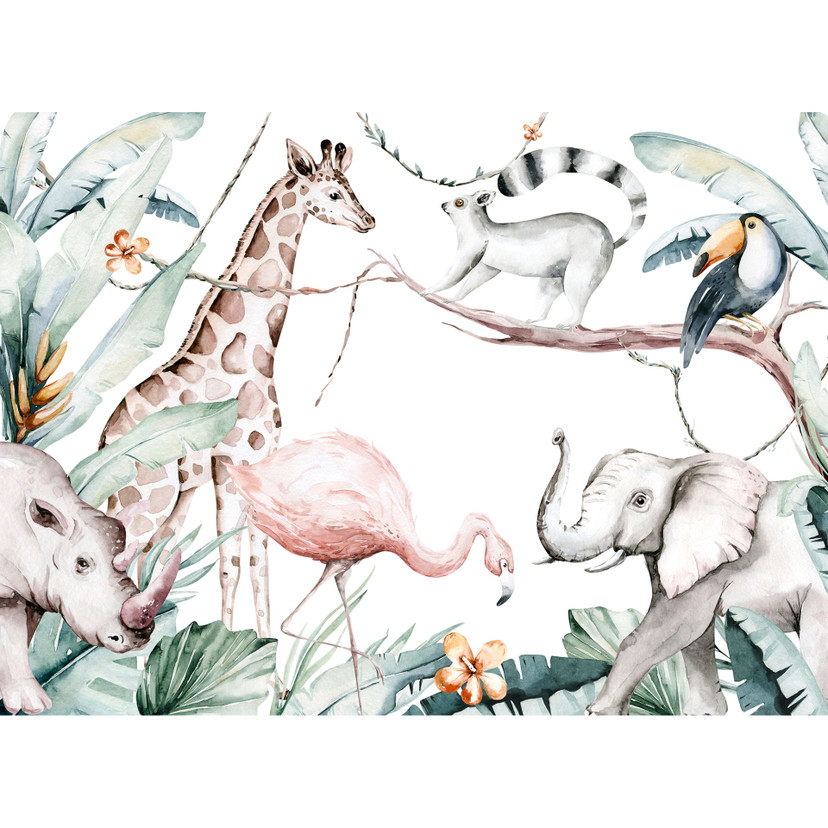 Fototapeta SafariFriends w kolorze biało-zielonym - włóknina Designwalls 2 - 2,55 x 3,5 m