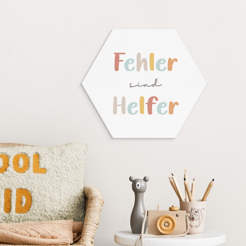 Alu-Dibond Hexagon - positiver Spruch 'Fehler sind Helfer'