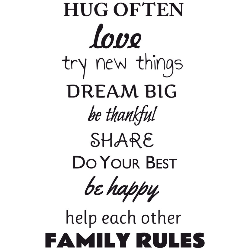 Wallsticker Stufen-Wandtattoo Family Rules - 43x67 cm