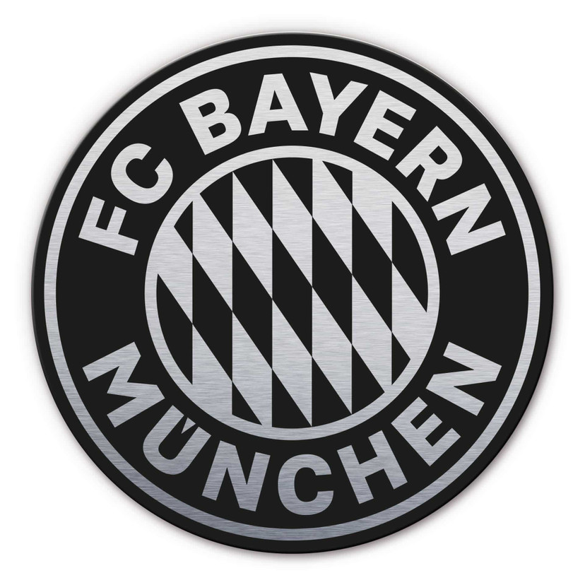 Alu-Dibond mit Silbereffekt FC Bayern Logo - Rund