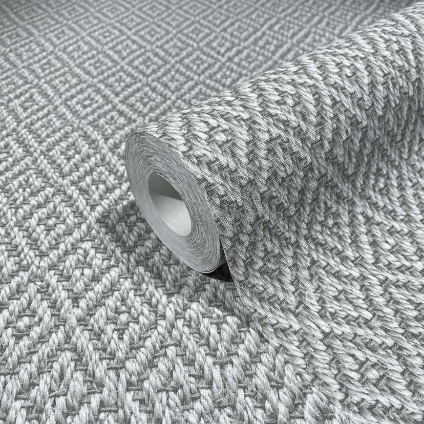 grafisk tapet, non-woven tapet Flora grå