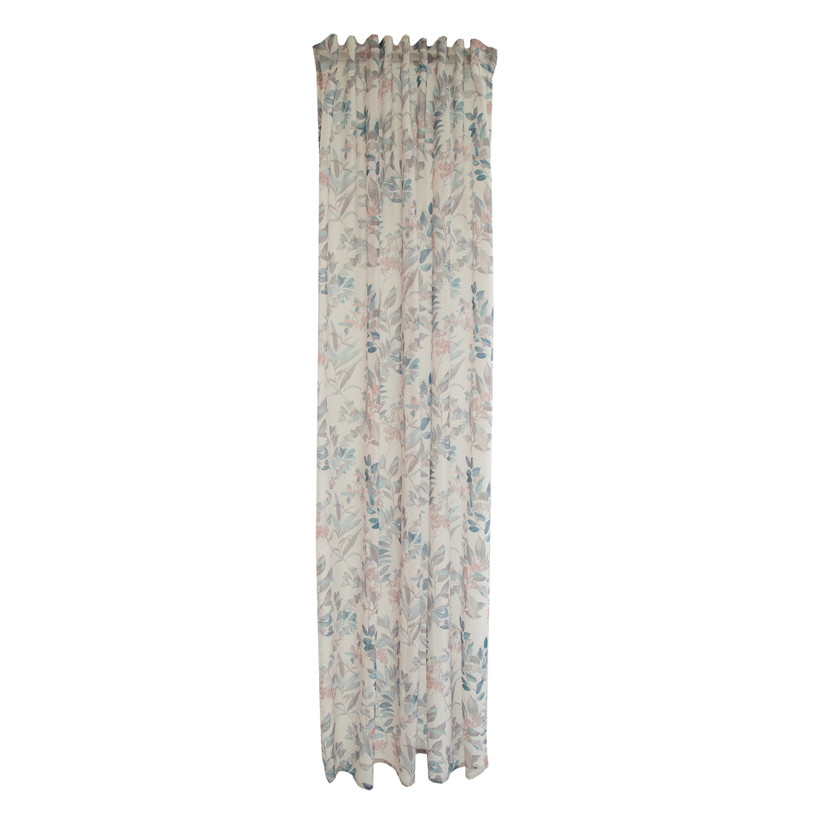 Schlaufenvorhang bleu - Vorhang mit verdeckten Schlaufen - Vorhang mit floralem Muster