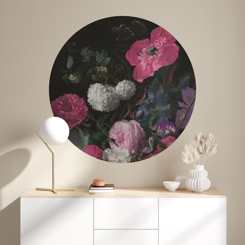 Wallsticker med blomsterbuketter - Bloomery Decor - Rund