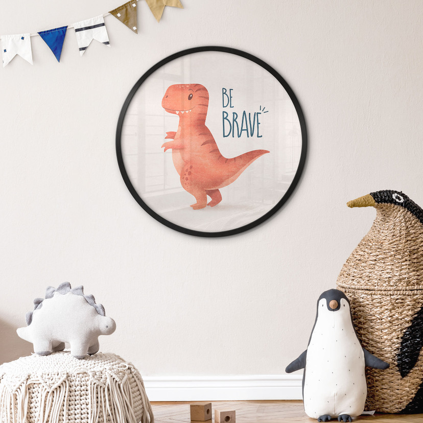 Plakat Dino Be Brave - T-Rex - Tunaboylu - Okrągły