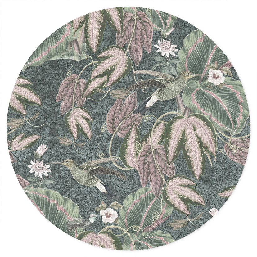 Jungle Wallsticker kolibri i tropisk skov - Bloomery Decor - Round