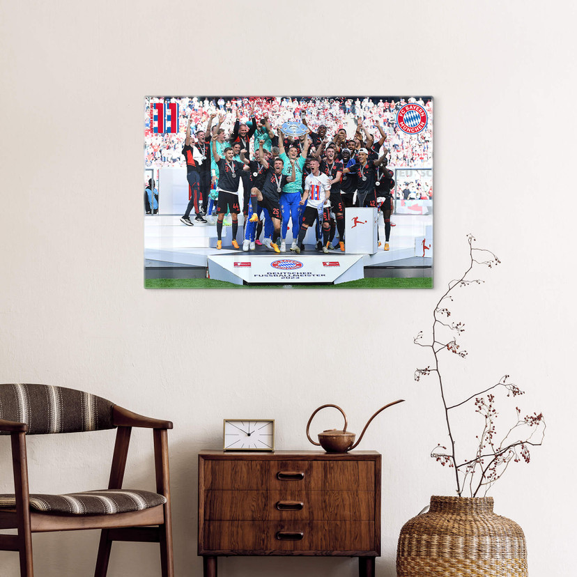 Tableau sur verre FC Bayern Champion d'Allemagne 2023 - 60x40 cm