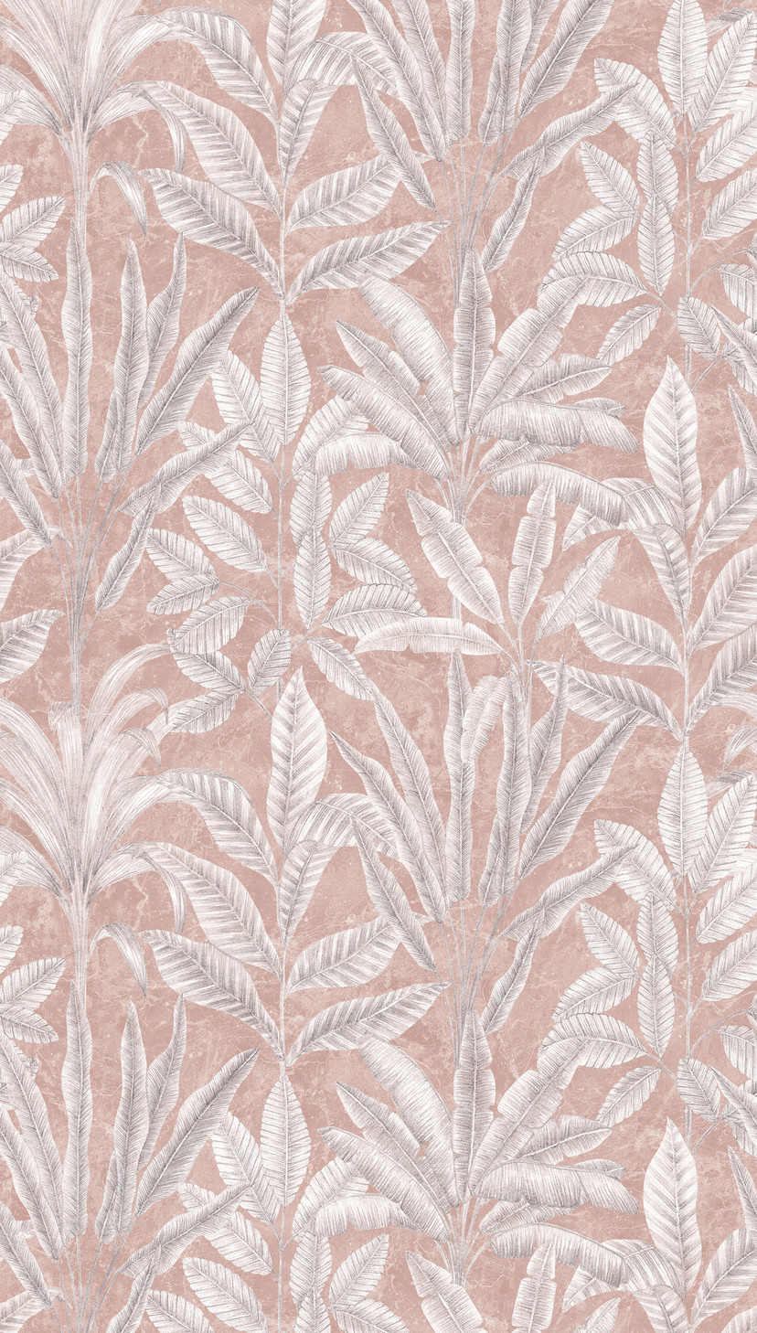 Jungle pink grey - włókninowa fototapeta botaniczna Livingwalls - matowa i gładka