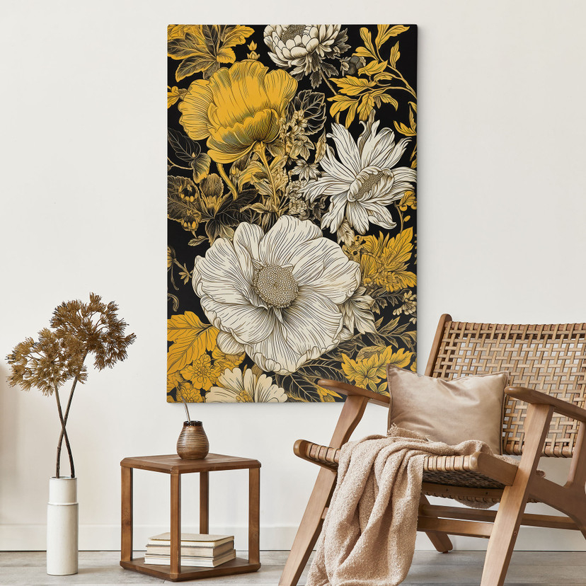 Kwiaty obraz na płótnie - Blossom splendour in ochre - Jaszke