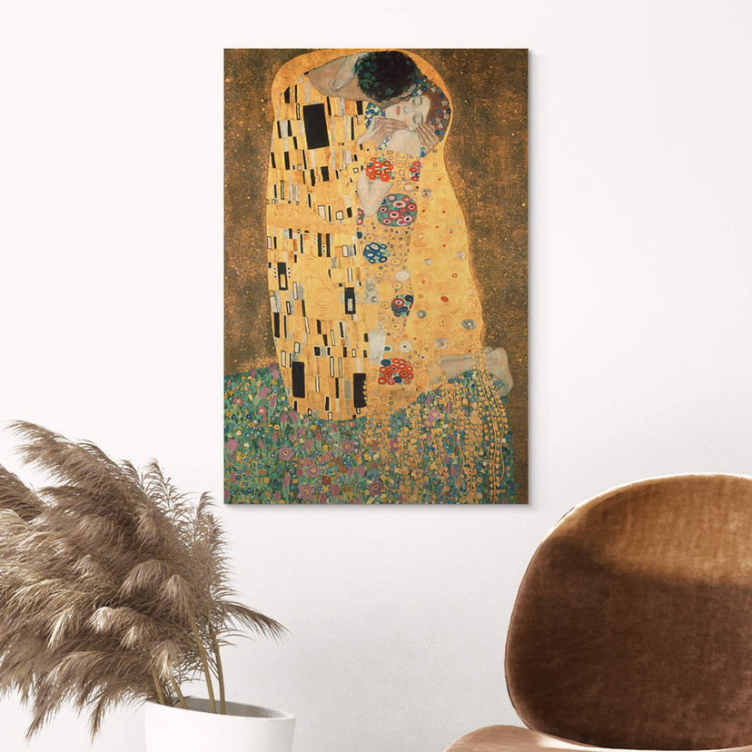 Tableau sur bois Klimt - Le baiser