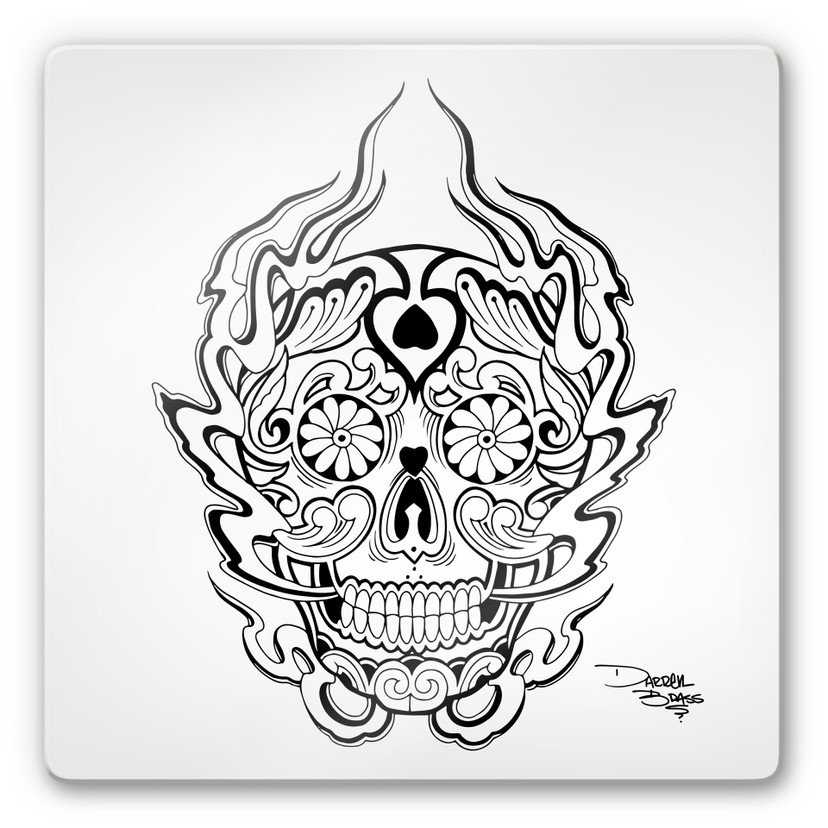 Tableau en verre - Miami Ink - Masque des morts mexicain 1