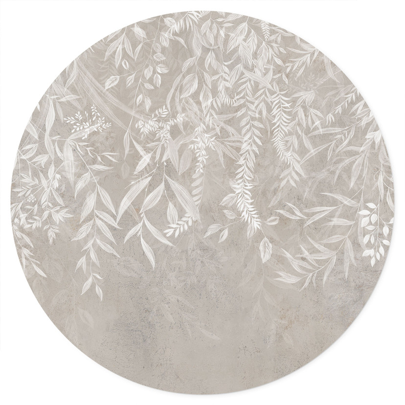 Muursticker Elegante wilgentakken in beige - Ms Tiff - Rond