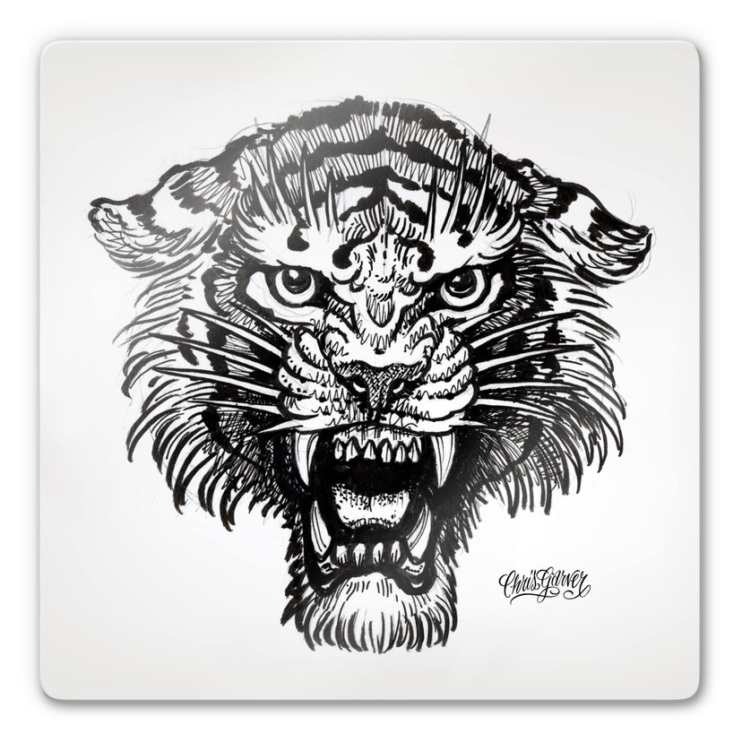 Glasschilderijen Miami Ink - Tijger