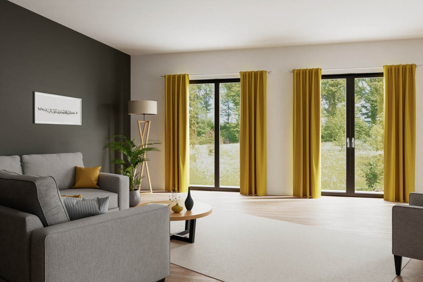 Homing Fertigschal mit verdeckten Schlaufen, Galdin safran -  2,45 x 1,4 m