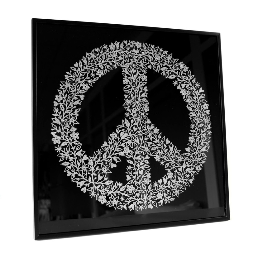 Wandbild Peace Zeichen - Silber Glitzer
