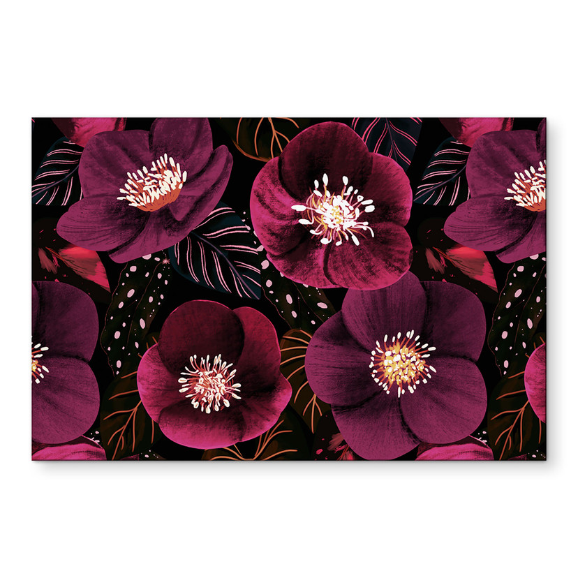 Wandbild Florale Blütenpracht in Purpurtönen - Anis Illustration - Alu-Dibond