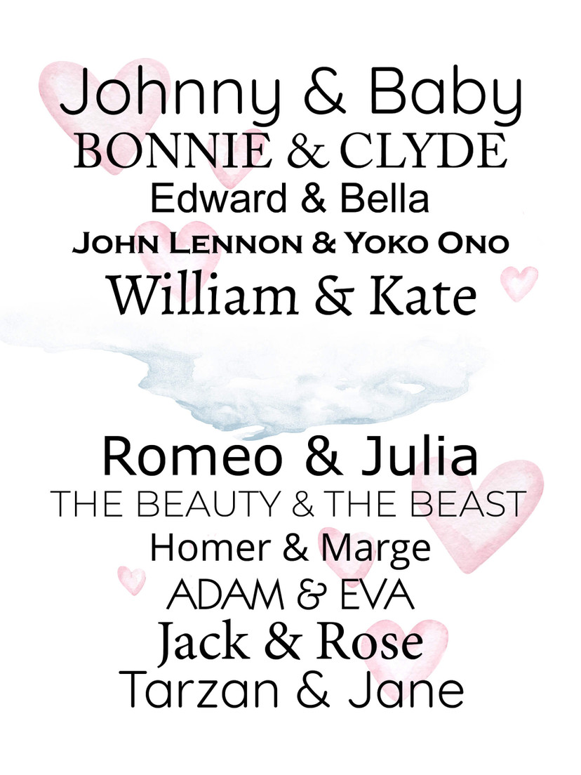 Poster coppie famose + Testo personalizzato