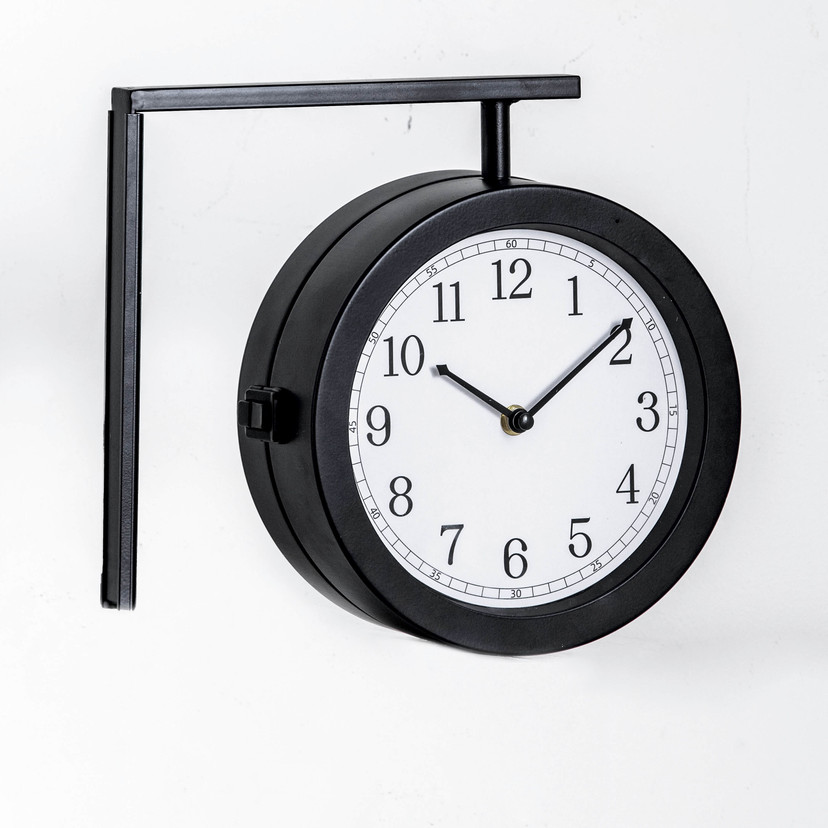 Bahnhofsuhr im Vintage Style aus Metall, schwarz | 28x25,3 cm