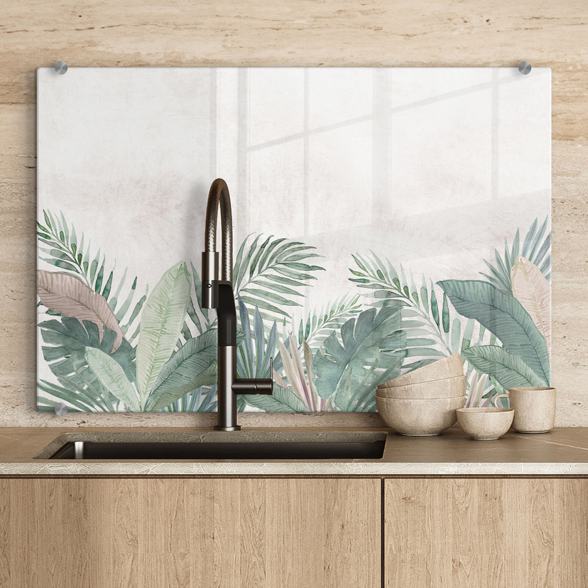 Stænkplade jungleblade grøn akvarel - Bloomery Decor
