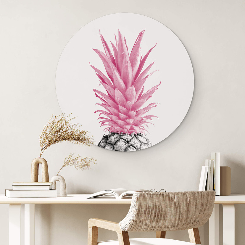 Vægcirkel 1X Studio - Pink Pineapple – print på aluminium (Alu-Dibond)