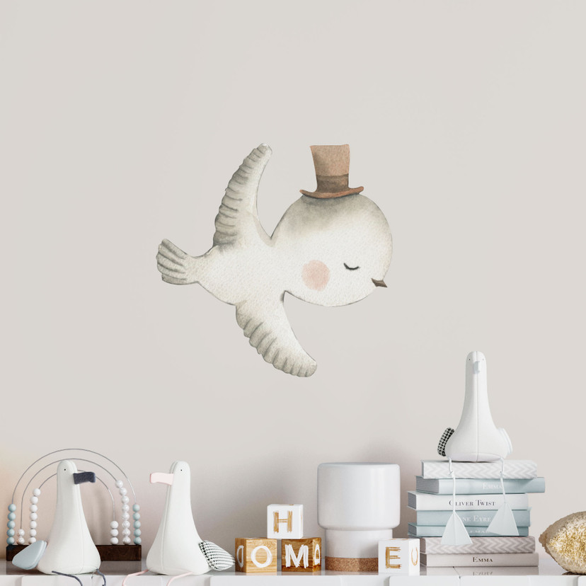 Wallsticker fugl med høj hat