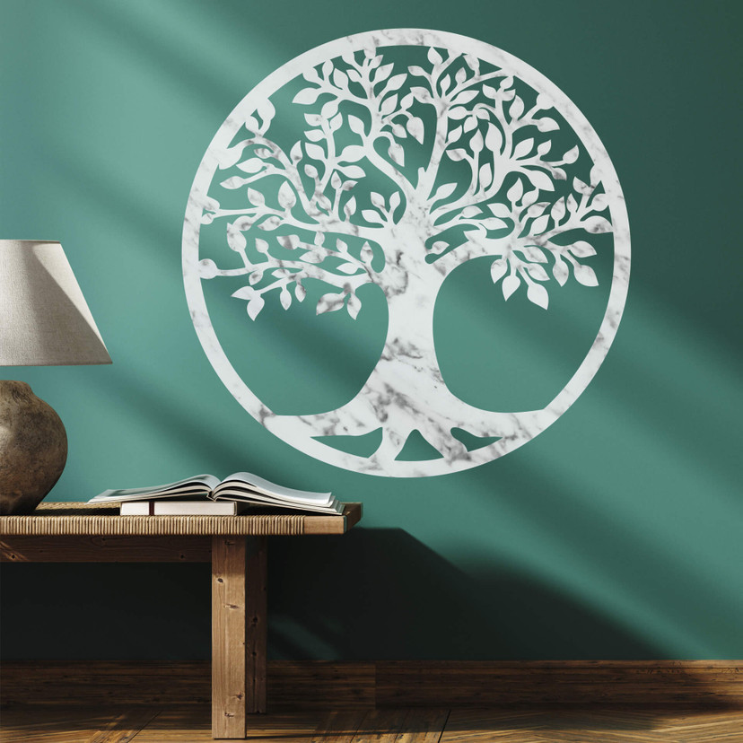 Muursticker Levensboom in lichte marmerlook