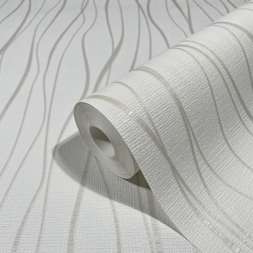 Tapet med bølgemønster, non-woven tapet Novamur Yvi hvid