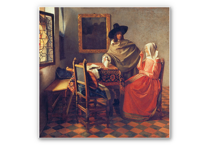 Wandbild Vermeer - Das Glas Wein