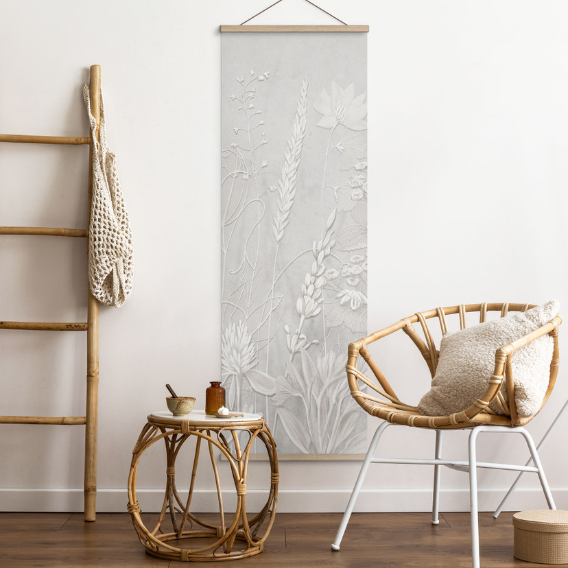 Textielposter in wit in modern design - Ms Tiff - Panorama