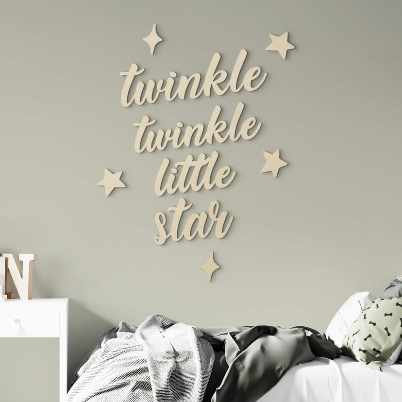 Dekoracja drewniana - Twinkle twinkle little star - Pokój dziecięcy - Topola