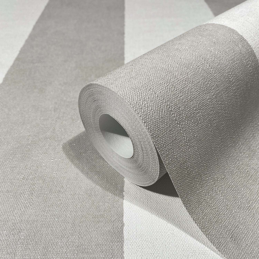 Stretched tapet, non-woven vægbeklædning Shades Iconic hvid, grå