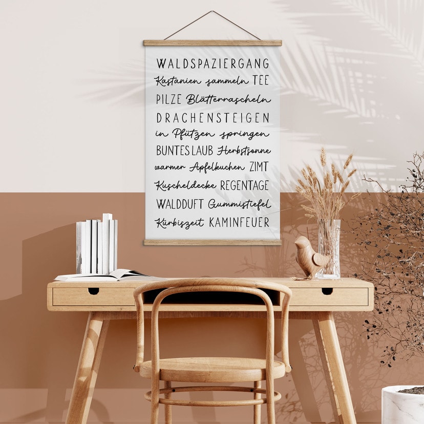 Stoffbild Herbstliche Worte - Typografie