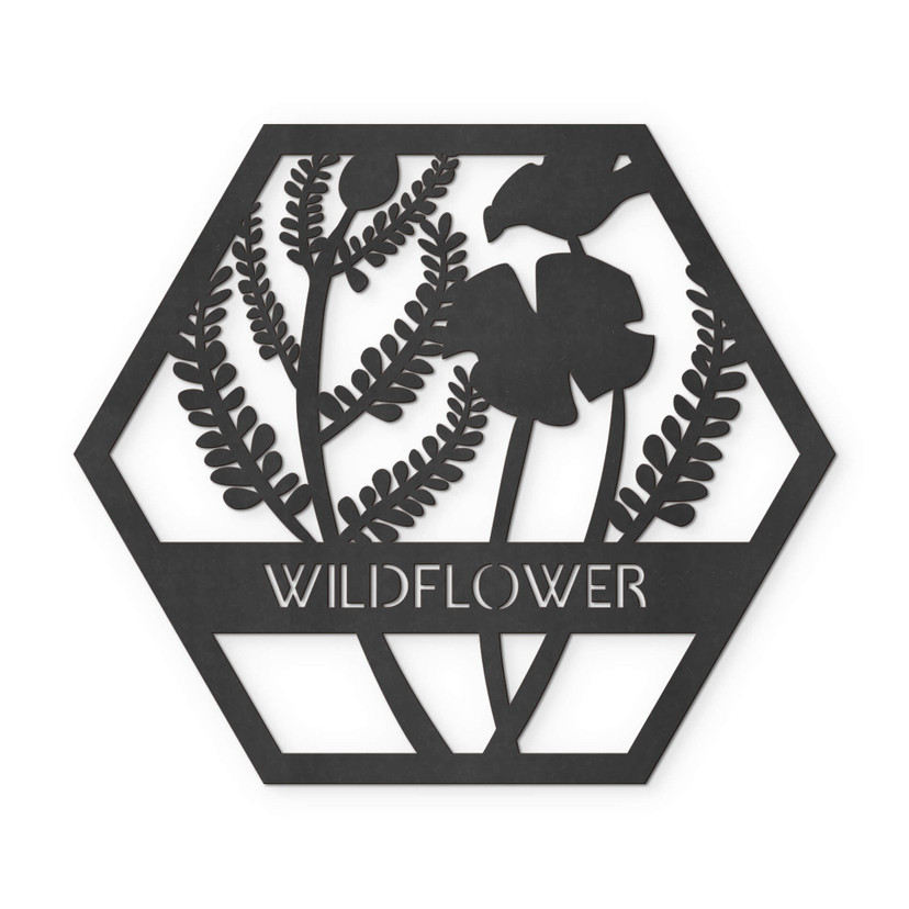 MDF - Dekoracja drewniana - Kwiaty w sześciokącie - Wildflower