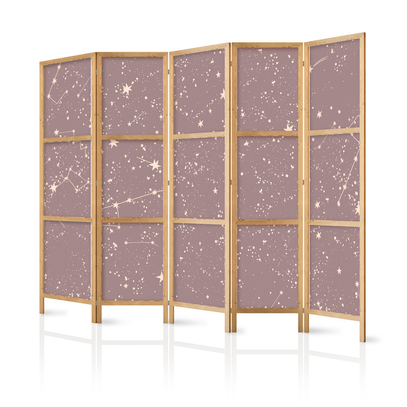 Japanischer Paravent, Raumteiler freistehend, Trennwand - Night Sky in Pastel Shades