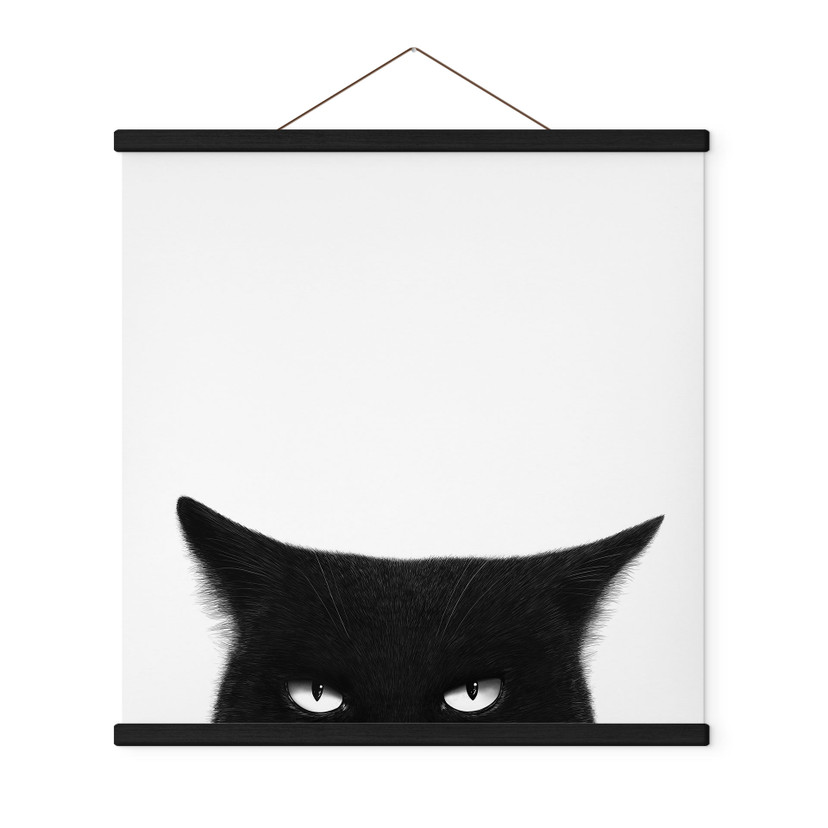 Textielposter Blik van een zwarte kat - Korenkova - Vierkant