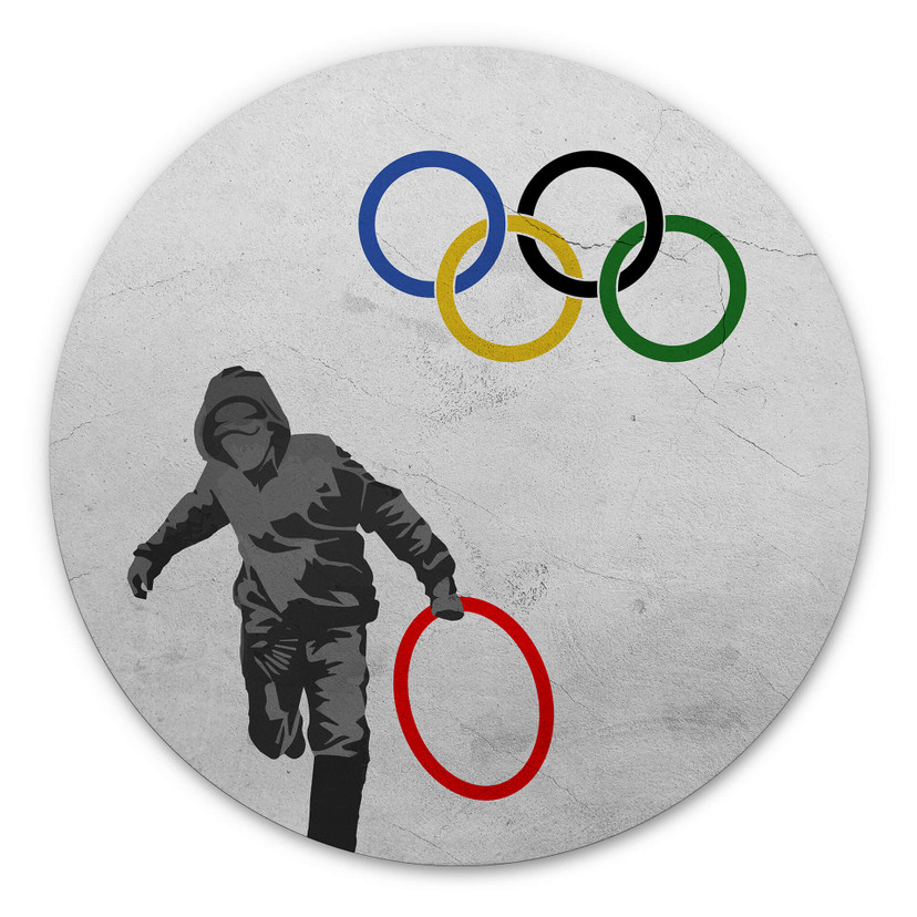 Tableau sur alu-Dibond rond Banksy - Les jeux olympiques