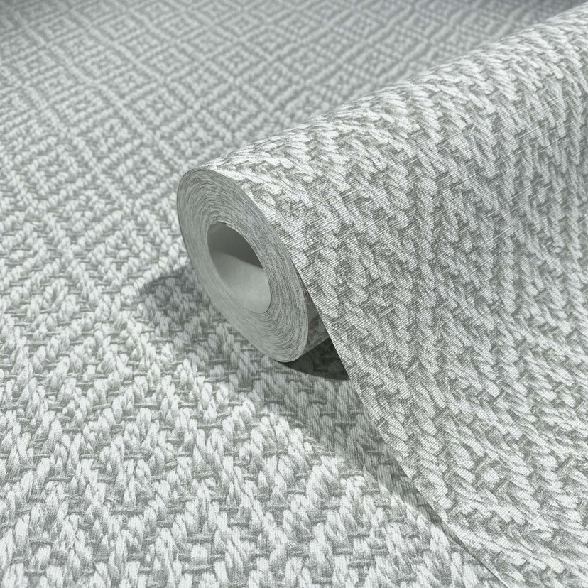 Grafisk tapet, non-woven tapet Flora hvid, grå