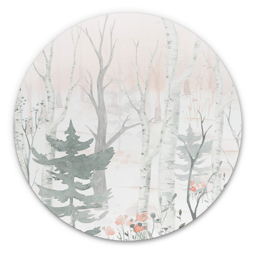Tableau en alu-Dibond Kvilis - Dans la forêt - Rond