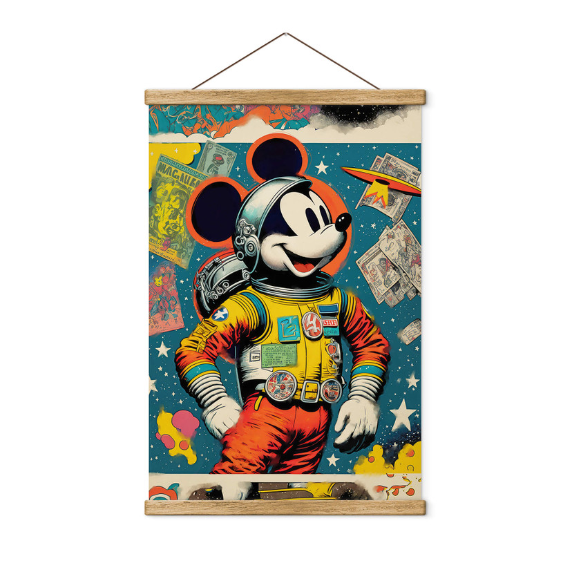 Obraz z tkaniny Treechild - Mickey jako astronauta w stylu retro