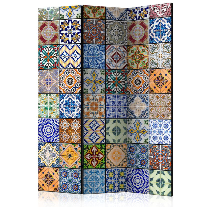 Rumdeler - Farvet mosaik, 3-delt - 135x172 cm