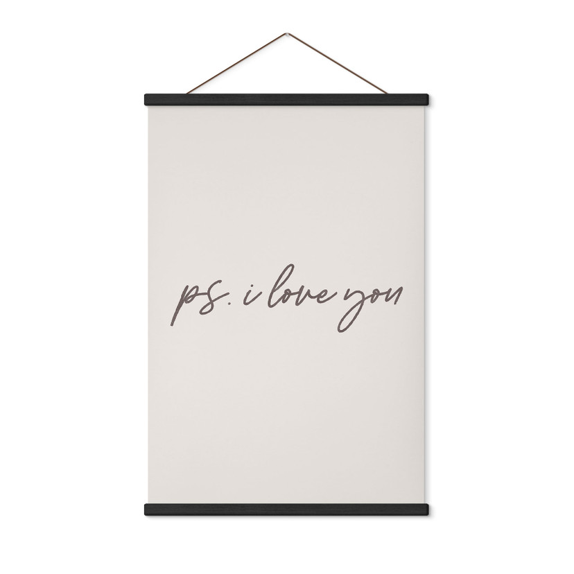 Textielposter Ps. Ik hou van je - Liefdesboodschap voor Valentijnsdag
