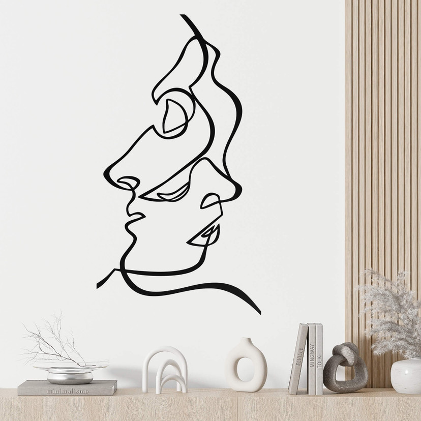 Wallsticker Line Art - Ansigter mand og kvinde