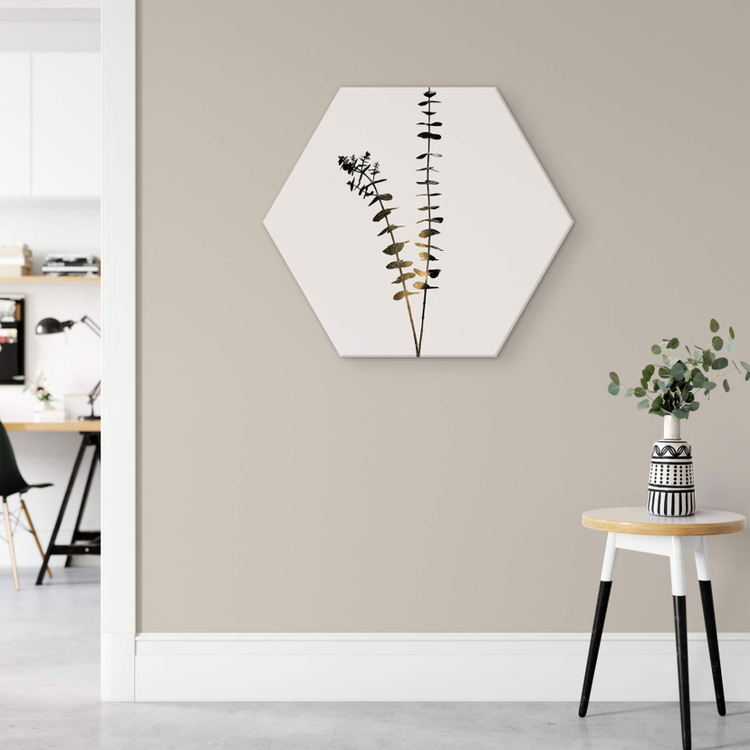 Hexagone - Alu-Dibond Kubistika - Eucalyptus noir et doré